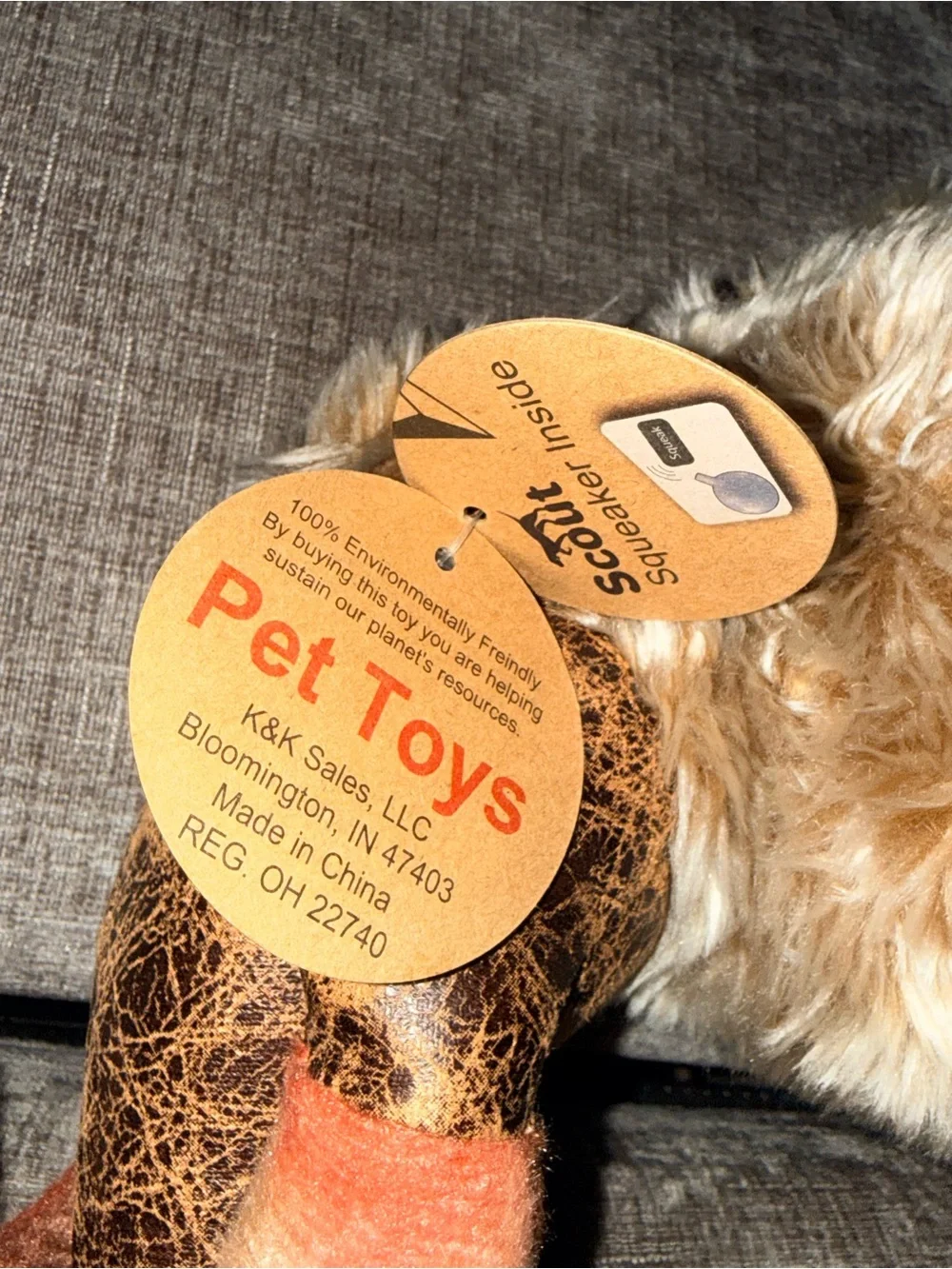Scout Mammoth Plush Dog Toy | Faux Leather & Fur Squeaker‎ Toy